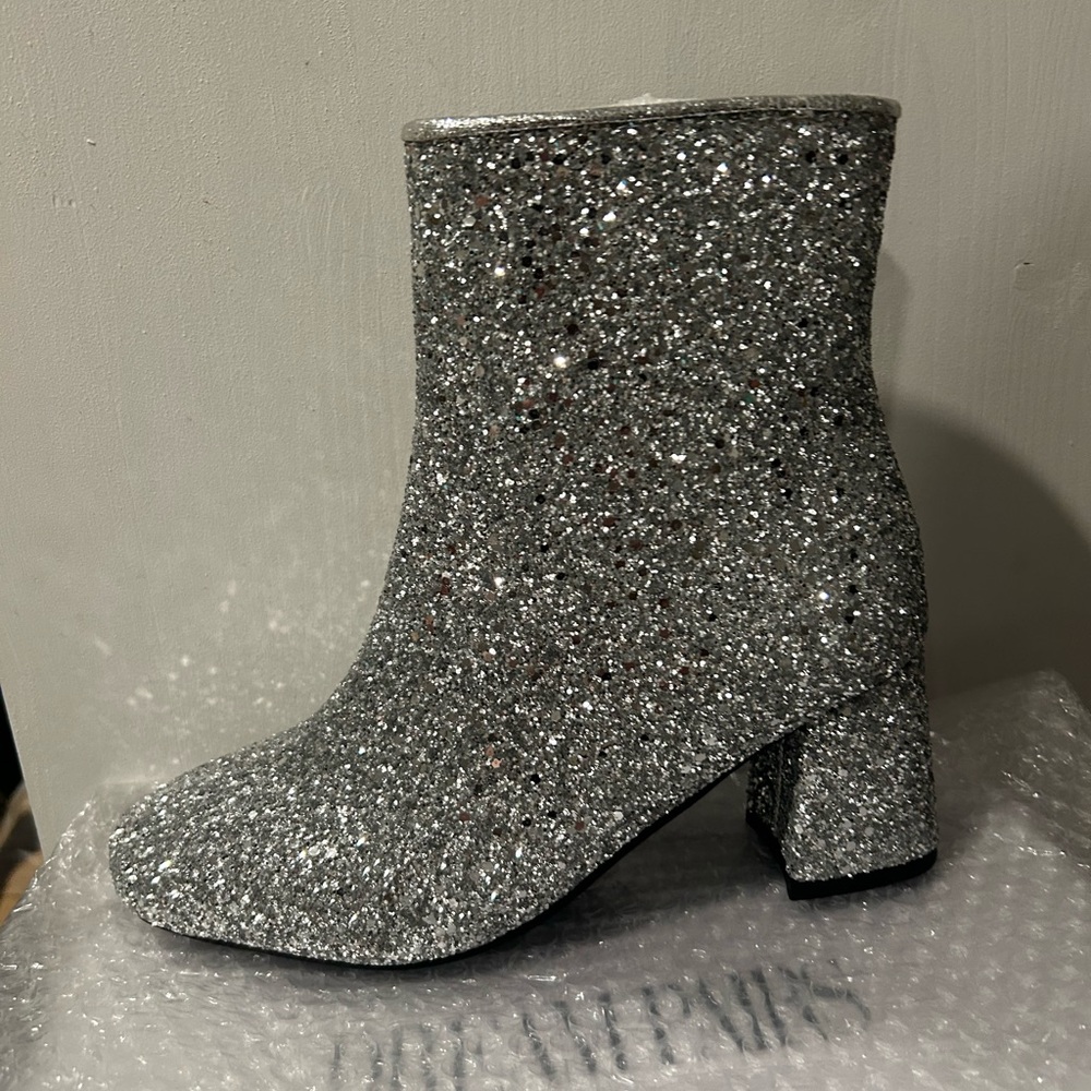 Glittering Silver Ankle Boots